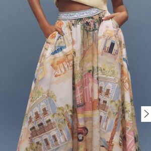 Farm Rio Aracati Printed Poplin Midi Skirt